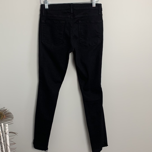 FRAME Le Skinny de Jeanne Crop Ripped Noir Size 27 - Picture 8 of 13